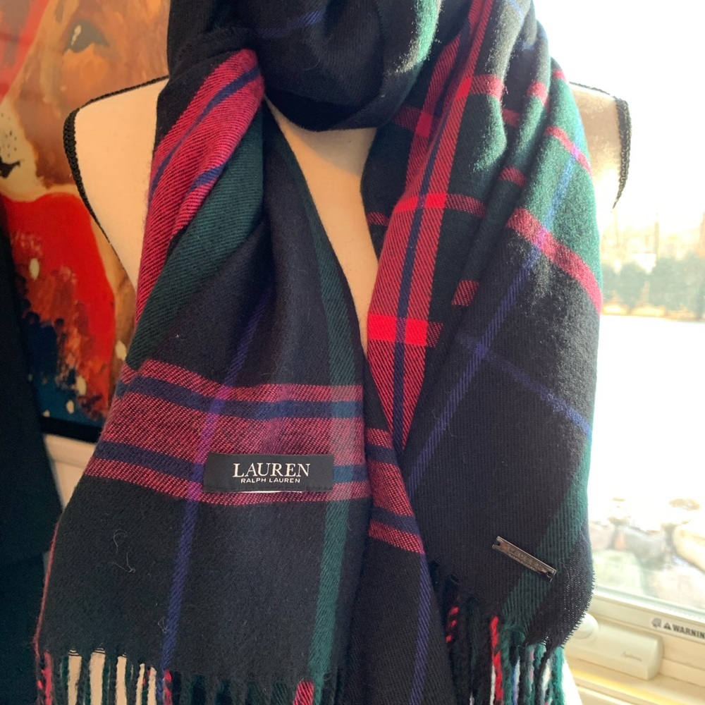 LAUREN RALPH LAUREN PLAID LARGE SCARF 72”x30” - Picture 3 of 4